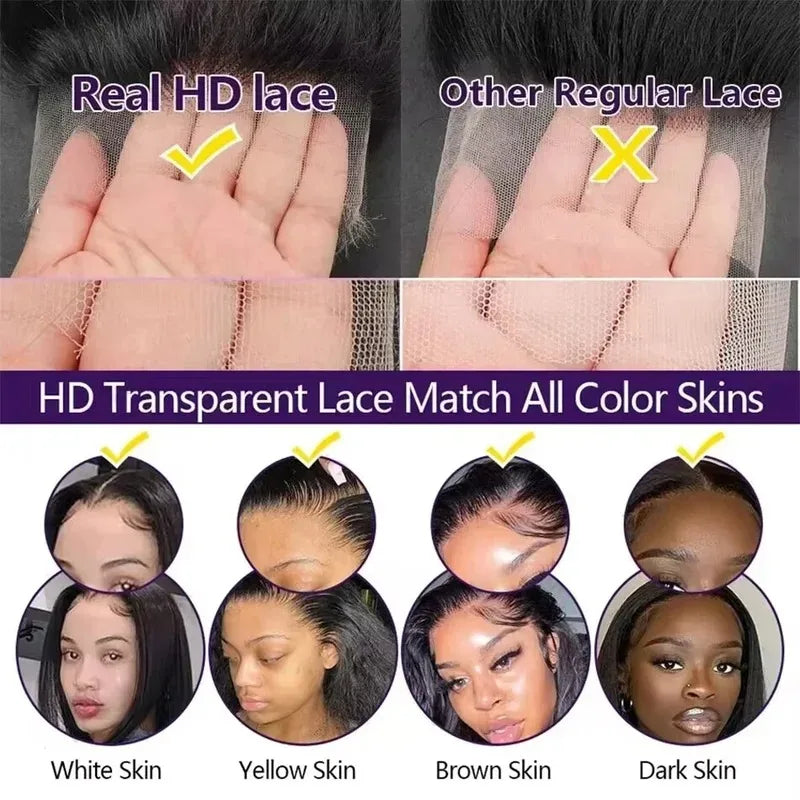 13x4 13x6 HD Transparent Lace Frontal Wig 250 Density Water Deep Wave Curly Wig Daily Wear