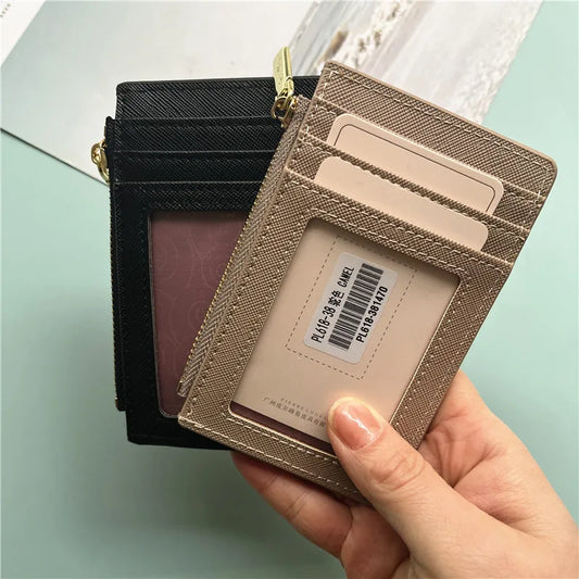 Desk Accessories Office PU Leather Card Holder Zipper Sleeves Photocard Large Capacity ID Card Holder Luxury Photocard Holder