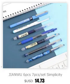 JIANWU 12Pcs/set 0.35/0.5mm Simple STYLE gel pen Black ink for student writing creative Neutral Pen Press School Supplies kawaii