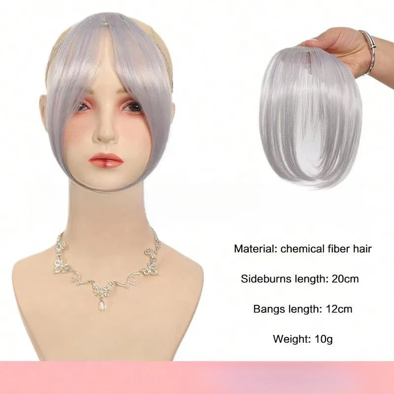 Synthesis Wig Middle-Part Bangs Hair Extensions Clip In Forehead Natural Seamless French Oblique Bangs Eight-Character Bangs