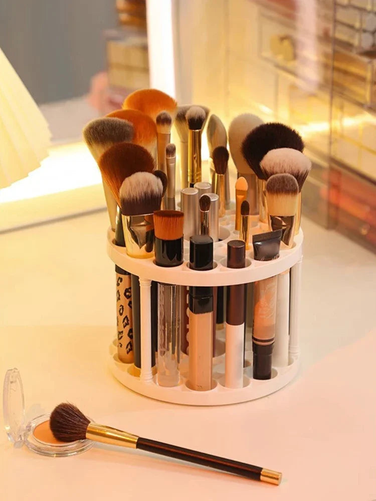Stay Organized! Rotating Makeup Brush Holder with 45 Holes - Keeps All Your Brushes in Sight & Reach