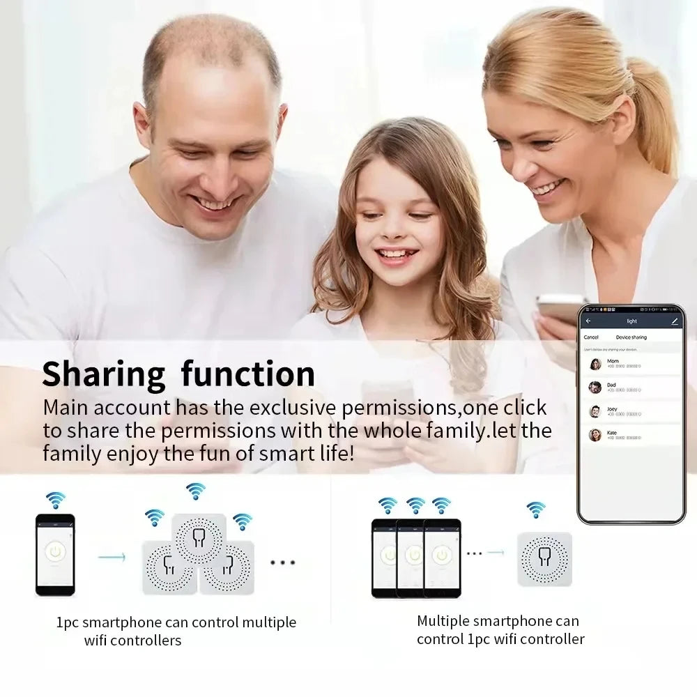 16A Tuya minin Wifi Smart Switch Smart Home Light Switches Module 2 Way Control Work with Tuya Smart Life Alexa Google Home