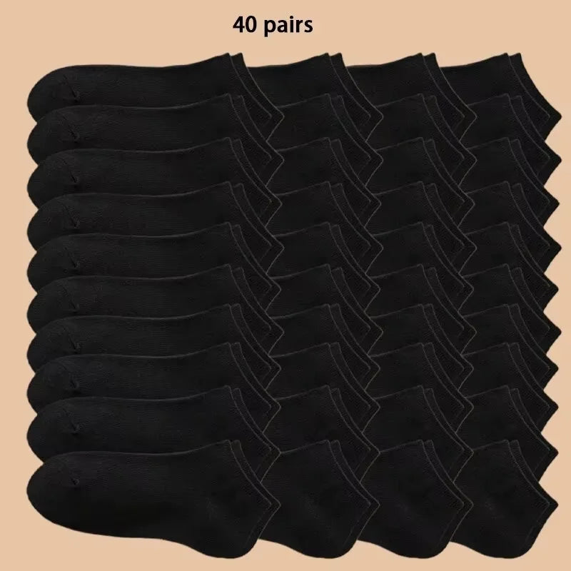 10/20/40 Pairs Men's Boat Socks Business Sport Sweat Absorption Mature Summer Autumn Solid Color Versatile Ankle Socks