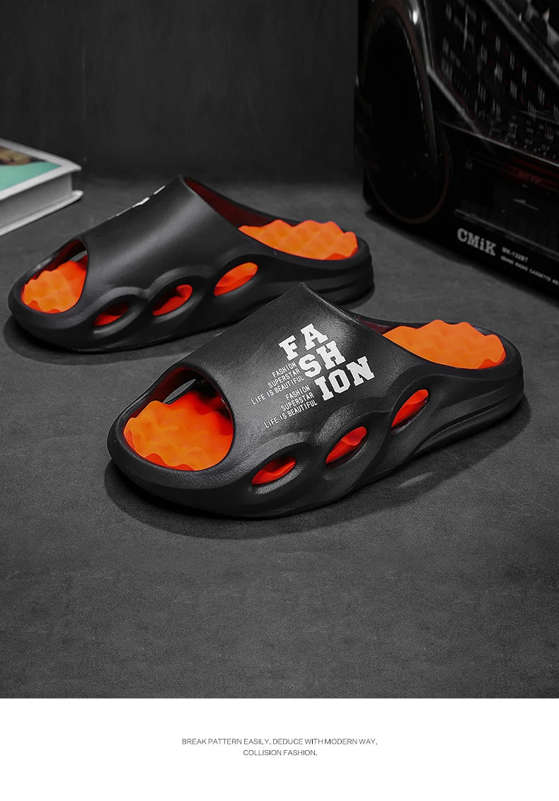 Men Fashion Massage Slippers Indoor/Outdoor Sandals Beach Flip Flop Thick Sole Male Slides Summer Non-Slip Men Shower Slippers - Shoppiline