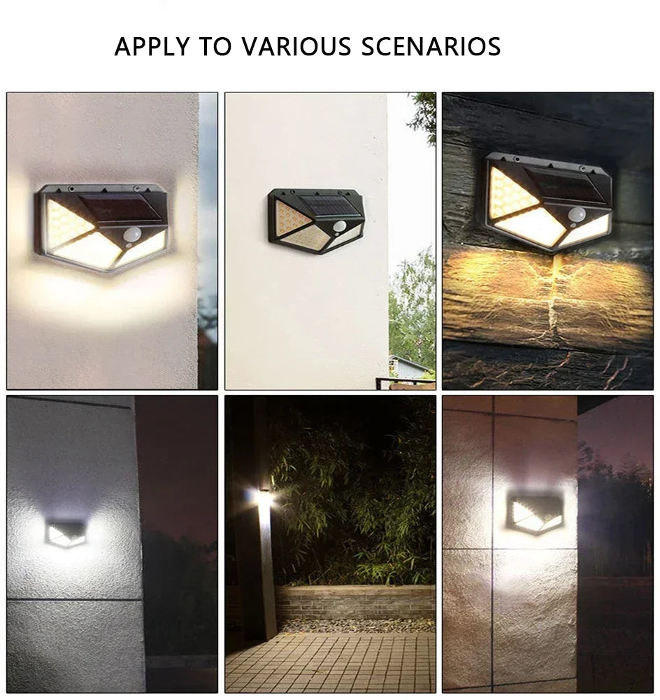 Solar Lights Outdoor Wall Lamp PIR Motion Sensor 100LED Solar Powered Sunlight Street Light for Garden Courtyard 1/2/4Pcs