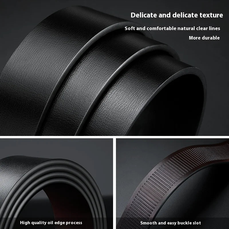 Men's Leather Belt Fashion Automatic Buckle Cowskin Male Belts Luxury Designer Black belt 110-160cm Plus Size Jeans Belt