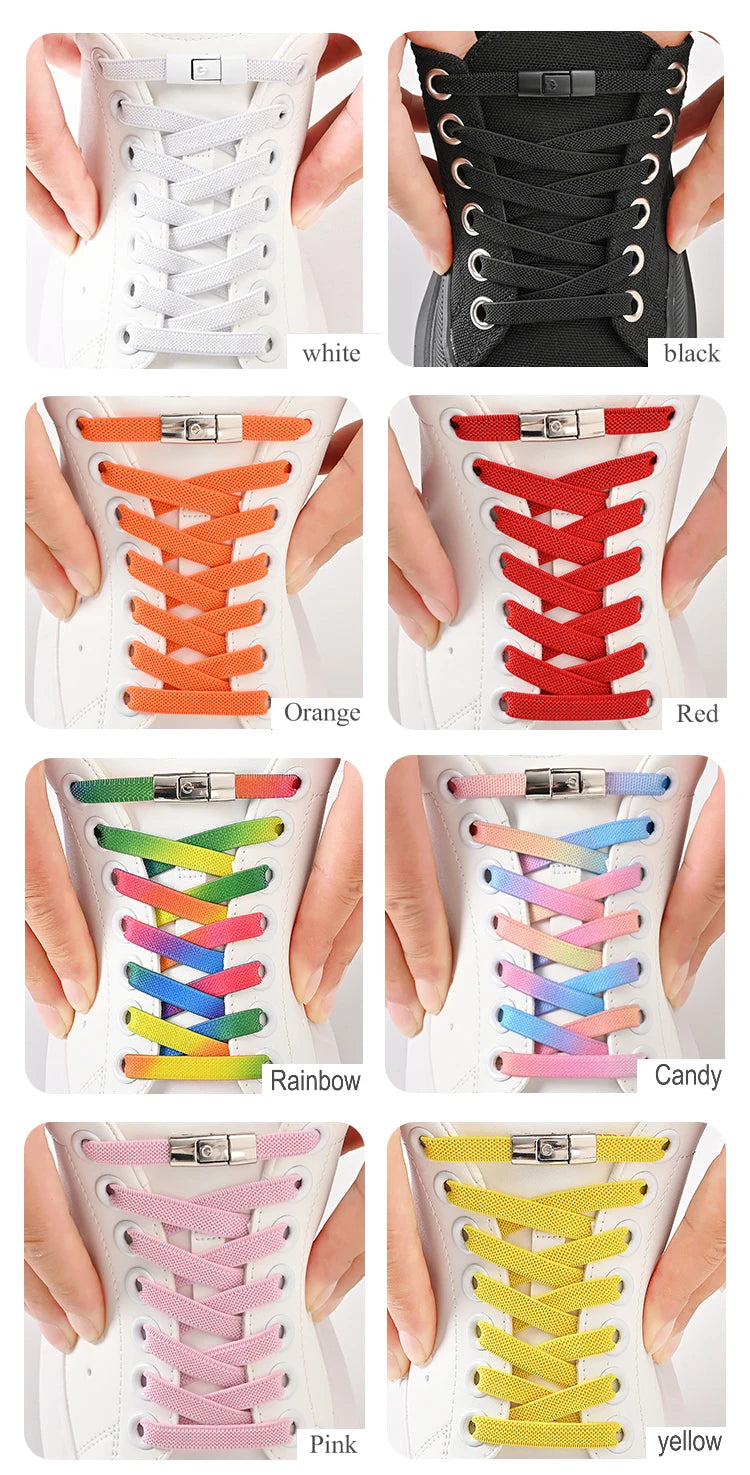 8mm Schnürsenkel ohne Binden, Pressverschluss Schnürsenkel, Elastische Schnürsenkel, Sneaker Kinder Erwachsene, Verbreiterte flache Schnürsenkel für Schuhe