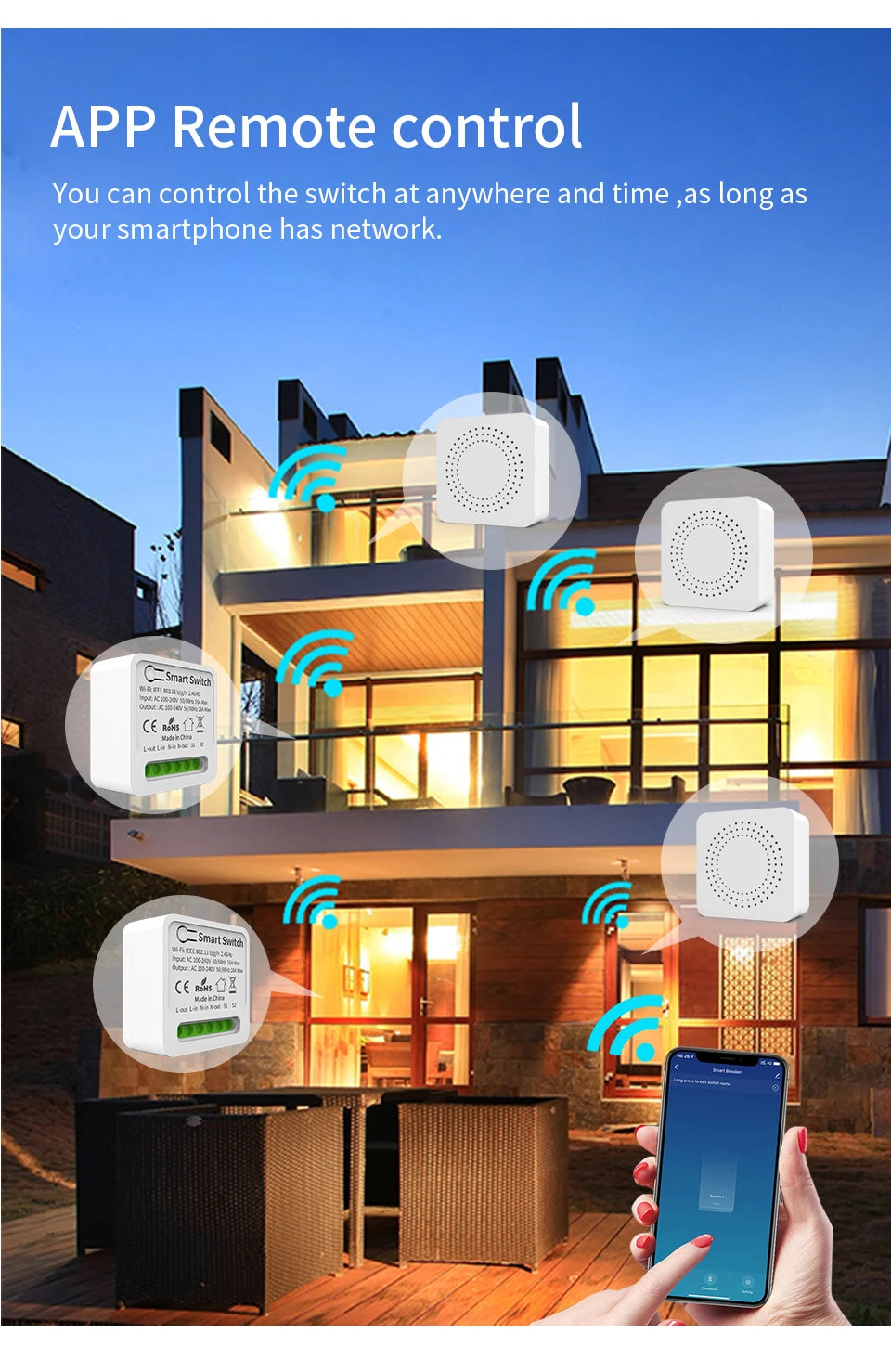 Tuya 16A MINI Wifi Smart Switch DIY 2-way Control Relay Timer For Smart Life Work With Alexa Google Home Yandex Alice