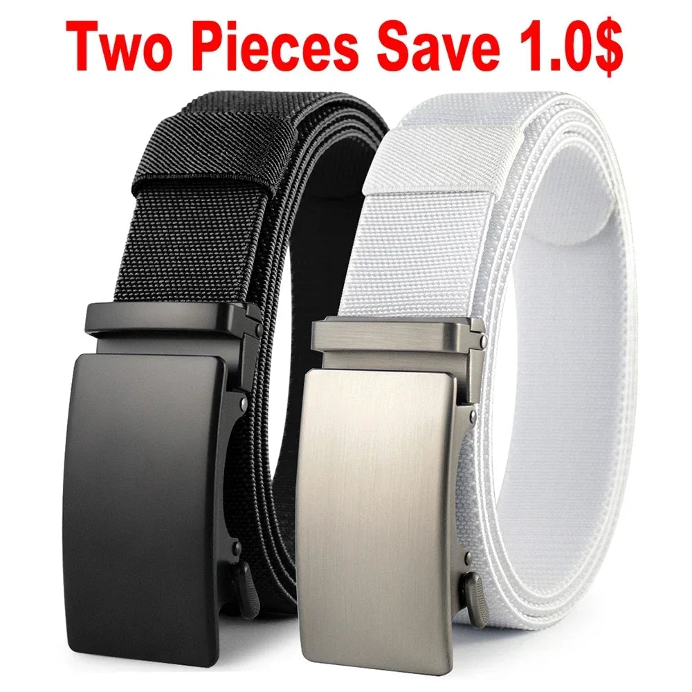 Nouvelle ceinture élastique de sport de golf, ceinture tactique, boucle automatique en métal, ceinture militaire en nylon extensible résistante pour hommes, grandes tailles 115-150CM