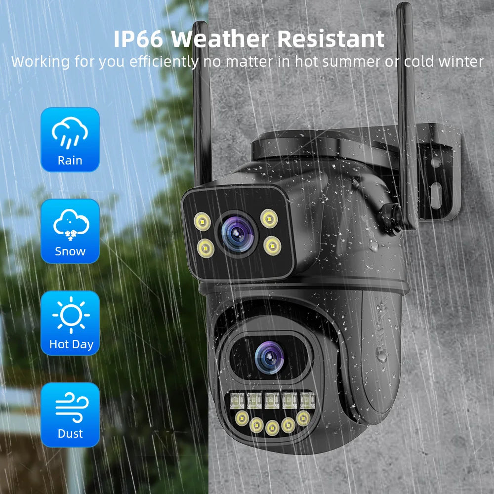 4K 8MP HD Wifi PTZ Camera Outdoor 4MP Dual Lens Dual Screen AI Auto Tracking IP Camera CCTV Audio Video Surveillance P2P iCSee - Shoppiline