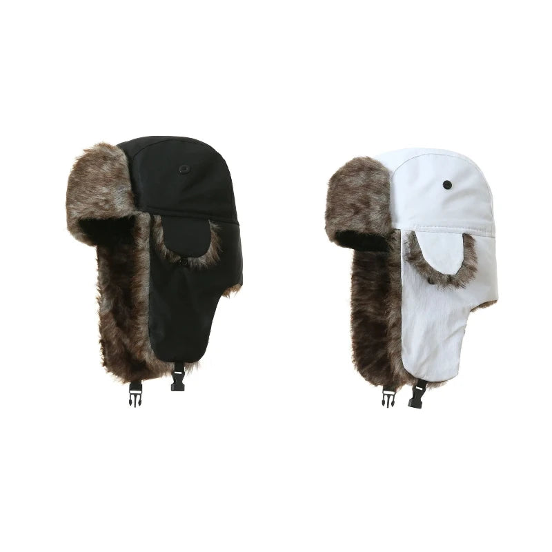 Unisex Warm Mens Women Trapper Cap Aviator Trooper Earflap Winter Flaps Ski Hat New Bomber Hats Russian Ski Hat Faux Fur Hats