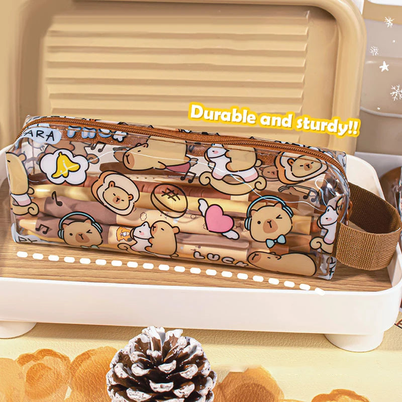 Creative Capybara Pencil Cases Cartoon Cute Pen Bags Kawaii Zipper Pencil Case Students Stationery School Office Supplies Gifts