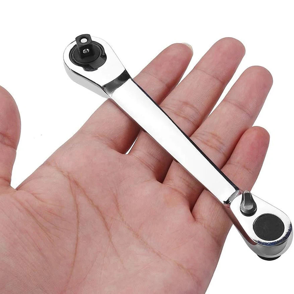 2 in 1 Socket Ratchet Wrench Mini Double Head One Quarter Batch Head Screwdriver Handle 72 Teeth Fast Small Wrench - Shoppiline