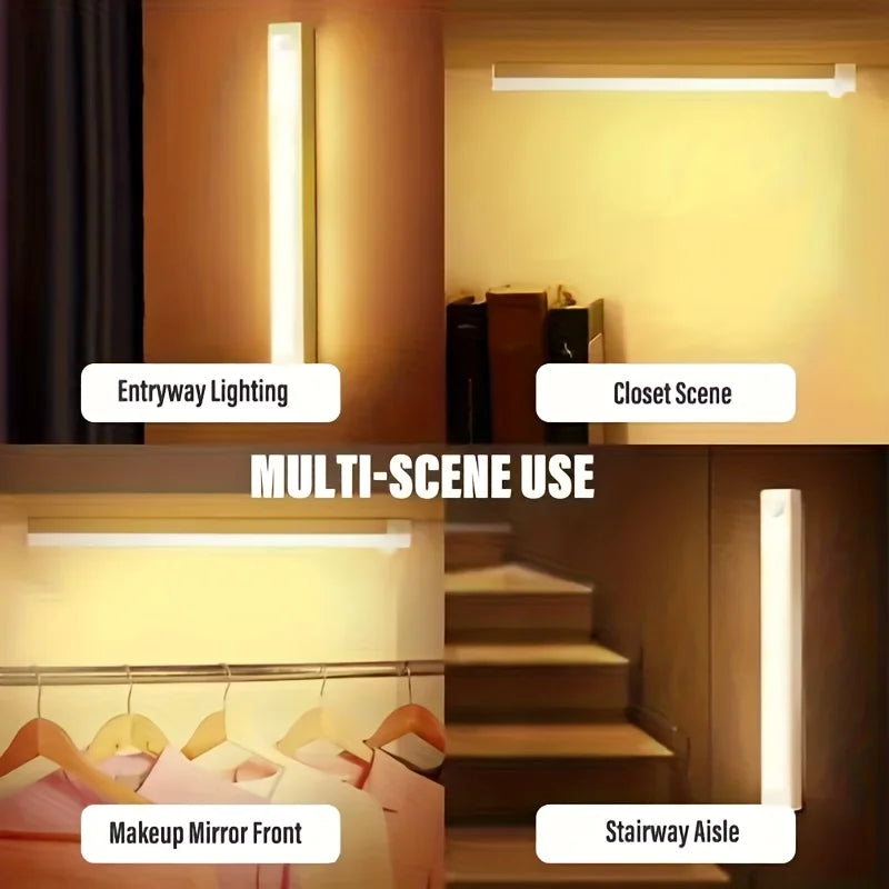 Motion sensor light indoor wireless LED night light type C rechargeable light cabinet wardrobe light staircase backlight kitchen