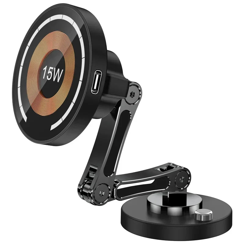 Magnetic Car Wireless Charger Stand Magnet Car Mount Fast Charging Station Phone Holder Bracket For Macsfae iPhone 15 14 13 12 - Shoppiline