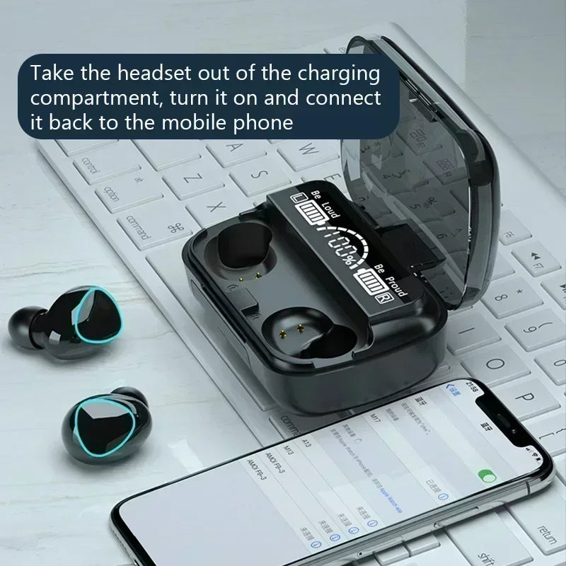 New Bluetooth Earphones Handfree LED Dispay Headphones Bluetooth Music Wireless Earbuds Waterproof Headset For smartphones