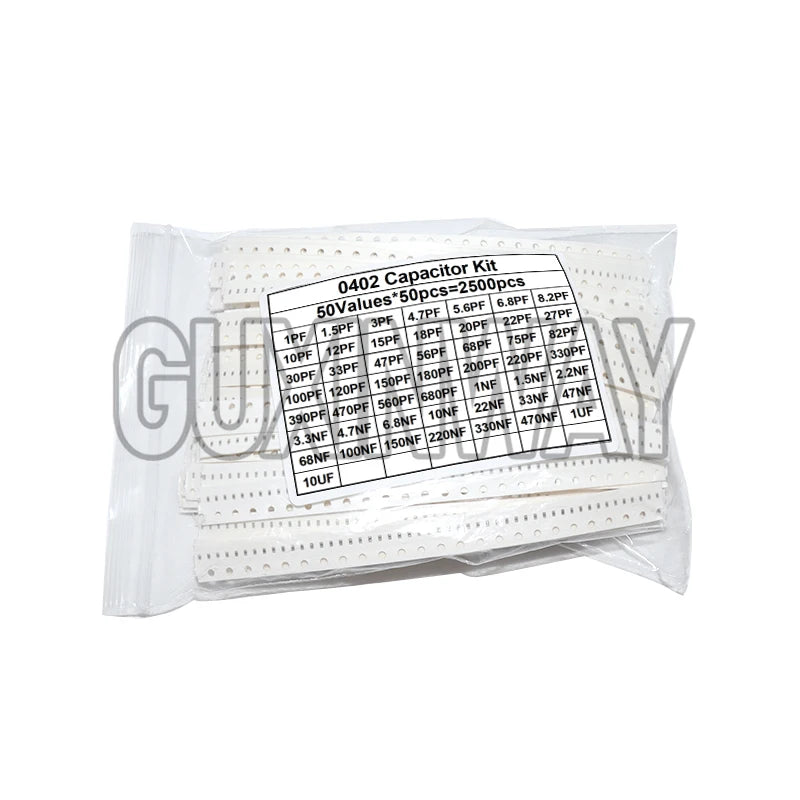 2500pcs 0402 0603 0805 SMD Ceramic Capacitor Assorted Kit 50Values 1pF - 10uF 100PF 10NF 100NF 0.47UF 1UF Chip Capacitance Set - Shoppiline