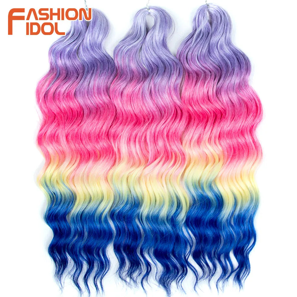 Anna Hair Extensions synthétiques de tresses Loose Deep Wave 24 pouces, cheveux tressés ondulés, cheveux bouclés torsadés au crochet Ombré Blond