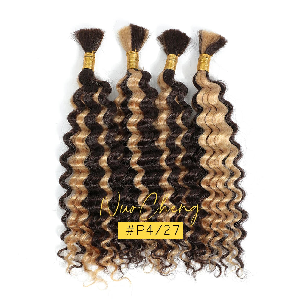 2 paquets de cheveux humains pour tresses bohèmes, 14 pouces 100G 10A, cheveux brésiliens vierges ondulés en vrac pour tresser