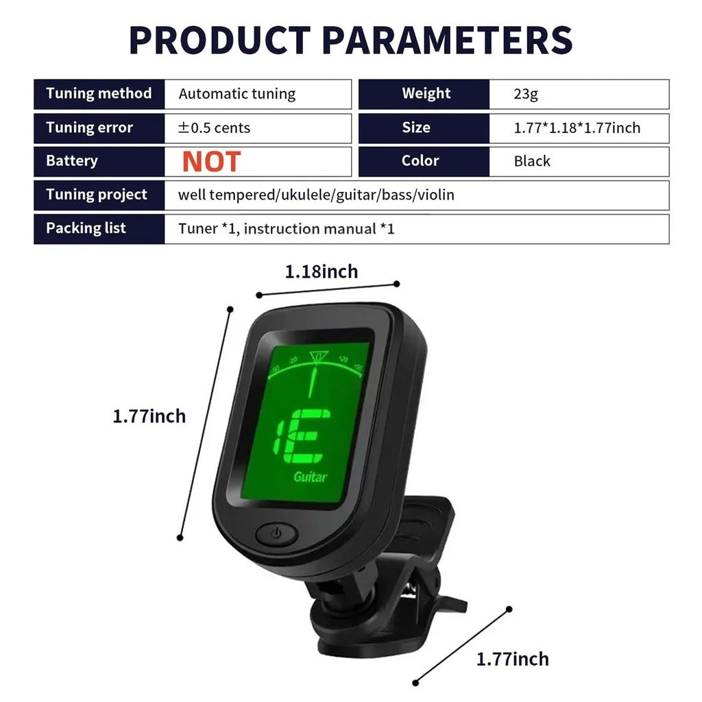 Miwayer Guitar Tuner Clip on Electronic Tuner LED Display/for Bass Ukulele Violin Mandolin All Instruments