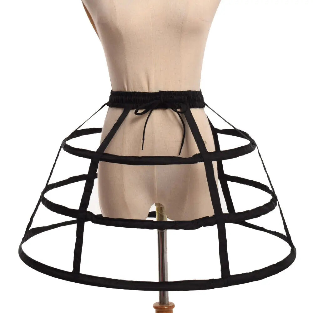 Girls 3 Hoops Crinoline Cage Bustle Petticoat Women Adjustable Pannier for dress