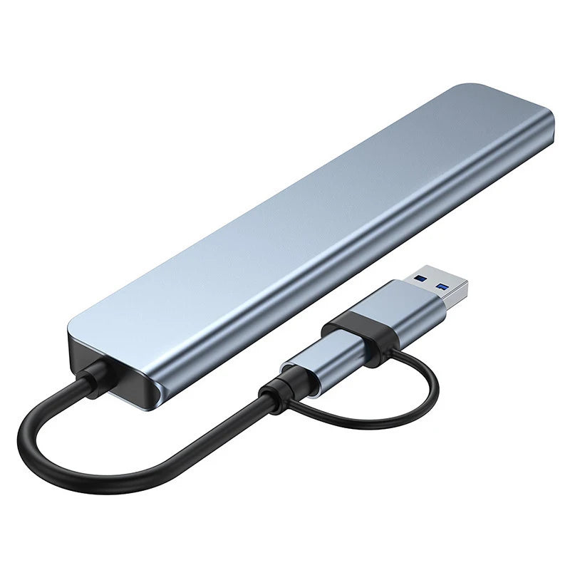 8-in-2 USB-C-Hub-Dockingstation mit 3,5-mm-Audiobuchse, Micro-SD-Kartenleser, Laptop-, Tablet-, Telefon- und Festplattenkonverter