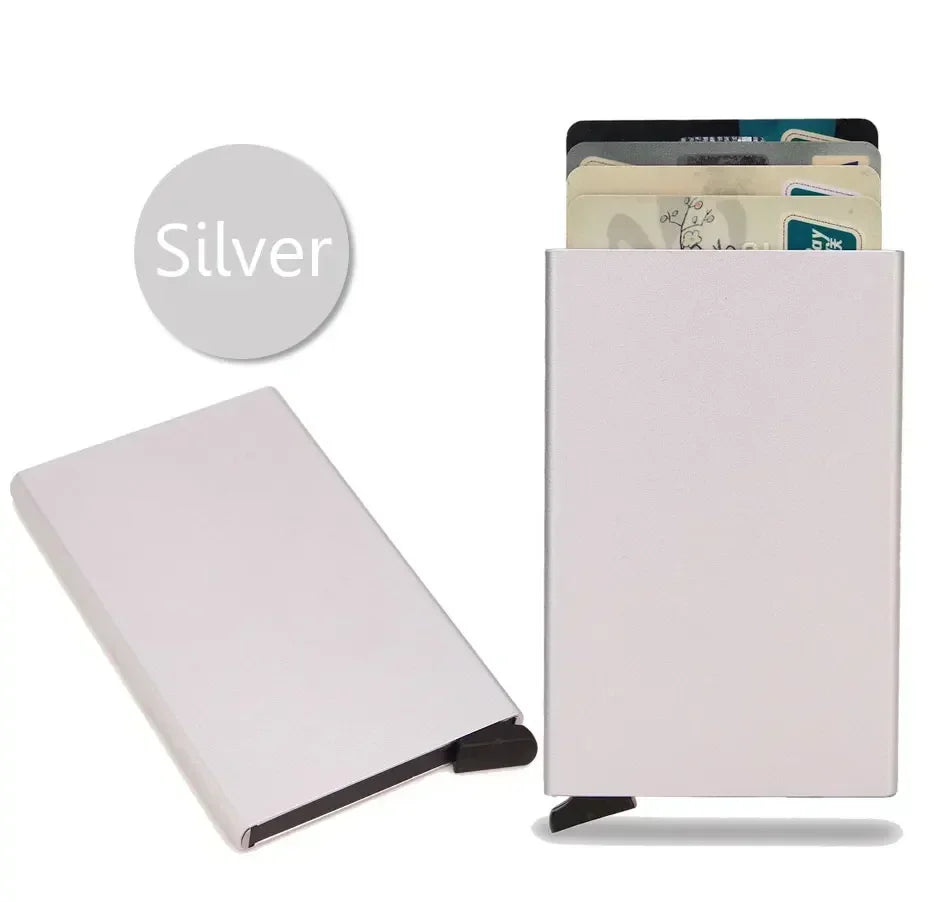 Small and Practical Pop Up Minimalist Smart Wallet Thin Slim RFID Credit Card Holder for Men Women Metal Purse Mini Wallets