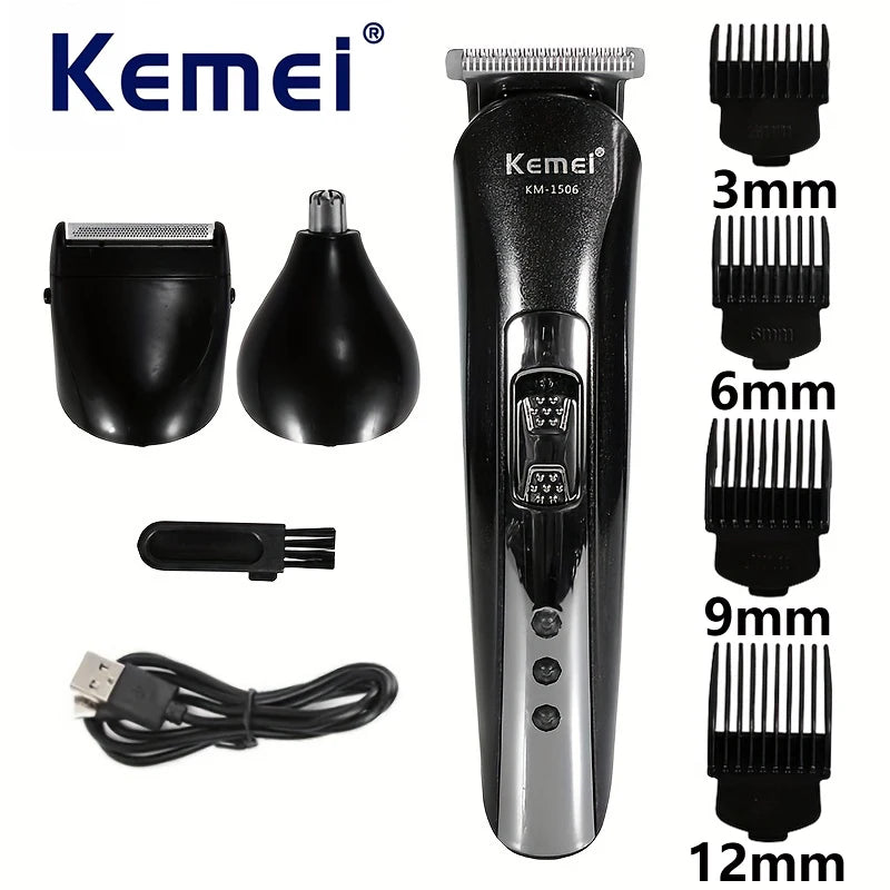 Kemei KM-1506 3 in 1 Electric Shaver USB Charging Hair Trimmer Electric Rechargeable Nose Professional Shaving Machine