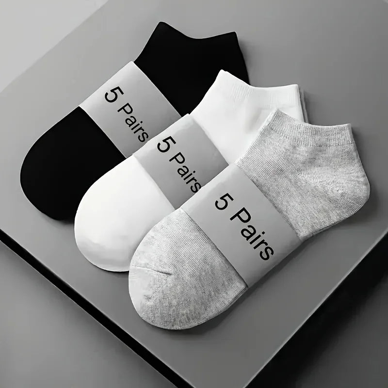 3/5/10PC Unisex Casual Plain Color Boat Socks Thin Breathable Comfy Anti Odor Sweat-absorbing Low Cut Ankle Socks For Men Women