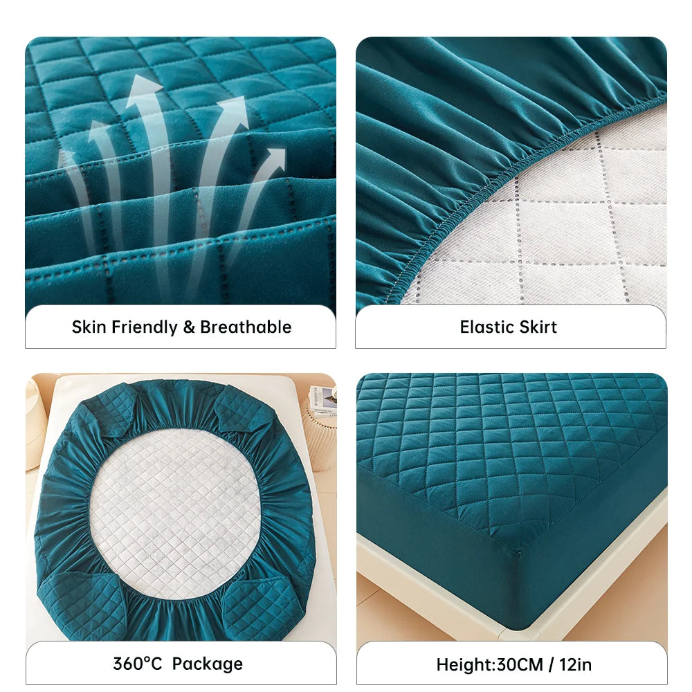 1pc 3D Air Fabric Thick Mattress Cover, 100% Waterproof Mattress Protector, Soft and Breathable Fitted Bed Sheet (No Pillowcase) - Shoppiline
