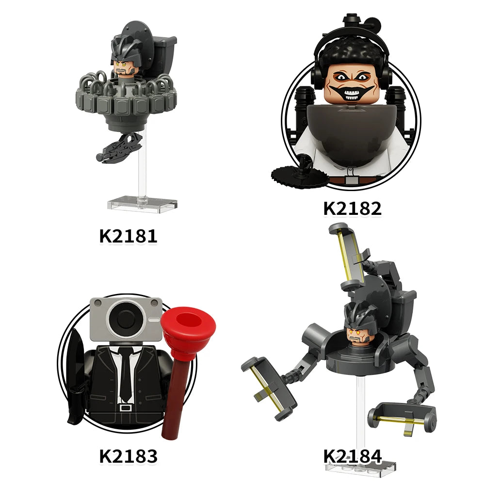 MOOXI Actionfiguren Teile Set MOC Steine Skibidi Toilet Man DIY Baustein Lernspielzeug für Kinder Figuren Geburtstagsgeschenk