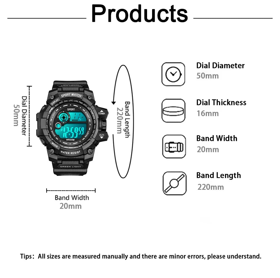 Neue Herren-LED-Digitaluhren Leuchtende Mode-Sport-Wasserdichte Uhren Für Mann Datum Armee Militäruhr Relogio Masculino