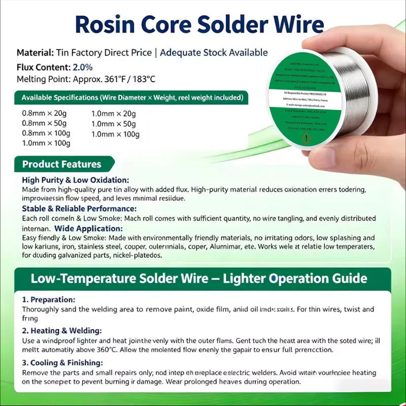 0.8mm 1.0mm 20g 50g 100g Soldering Tin Wire Tin Melt Rosin Core Solder Soldering Wire Roll No-clean FLUX 2.0%