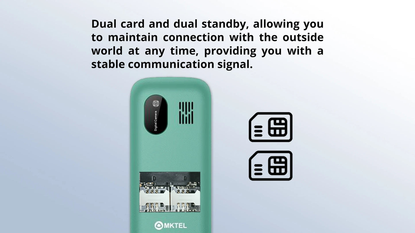 MKTEL M2023 Feature Phone with 1.77inch Display 800mAh Battery Dual SIM FM Radio Flashlight 0.08Mega Camera Senior Phone - Shoppiline