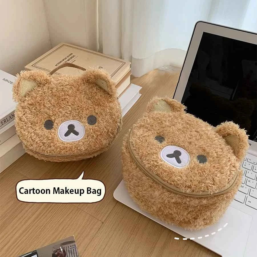 Plushes Makeup Case Anime Relaxed Bear Cosmetic Bag Women Jewelry Storage Pouch Girl Organizer Handbags Gift Hot Sales