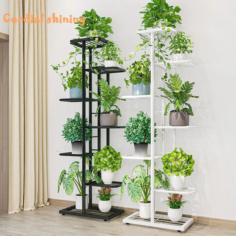 Cordlal Glänzender Blumenständer Eisen 6/7/8 Etagen Pflanzenhalter Ablageregal Topfregal Organizer Hausgarten-Dekoration