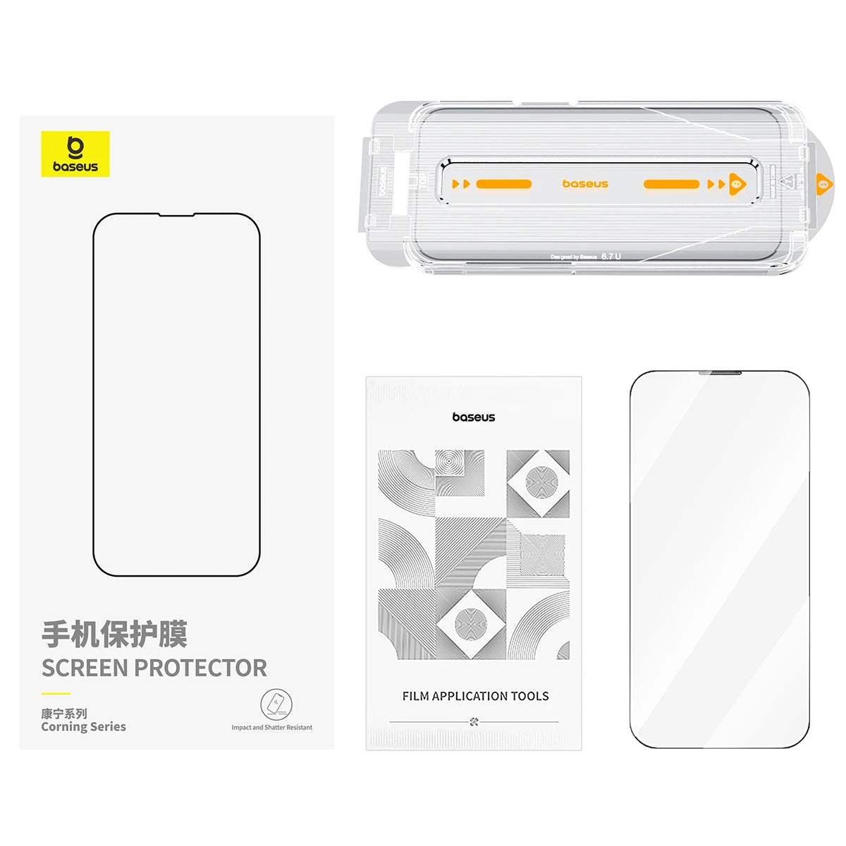 Baseus 0.4mm Corning Tempered Glass for iPhone 17 16 15 14 13 Pro Max Plus Screen Protector Anti-Peeping Auto Installation Film - Shoppiline