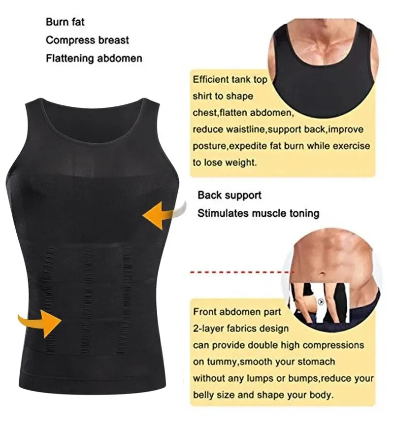 YBFDO Hommes Body Shaper Gilet de Compression Amincissant Sous-vêtement Sans Couture Ceinture d'Entraînement Débardeur Contrôle du Ventre Perte de Poids Gainant