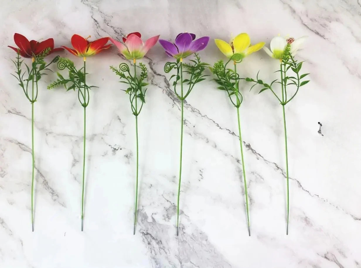 10Pcs White Silk Orchid Bouquet, Faux Flowers for DIY Wedding Decor, Table & Vase Decoration