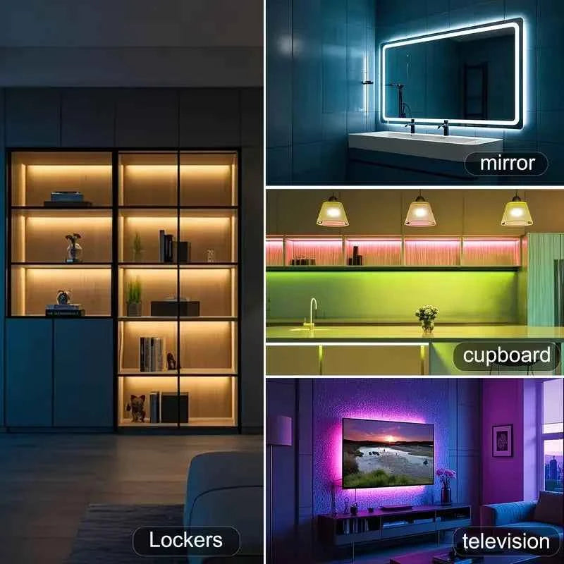 RGB LED Strip Light 1-40m with Music Sync, 44-Key Remote & APP Control, 5V USB Flexible Tape for Home TV Backlight Decor