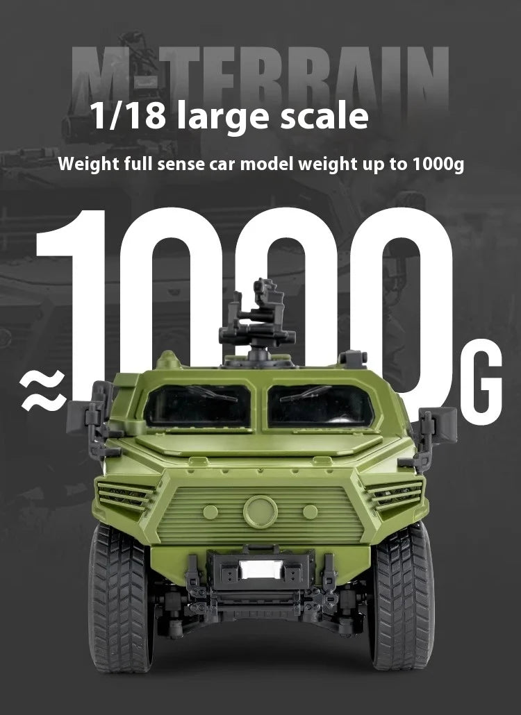 1:18 DongFeng Warrior Militärisches gepanzertes Fahrzeug Off Road ORV SUV Legierung Metall Diecast Modellauto Sound Licht Sammlung Große Geschenke