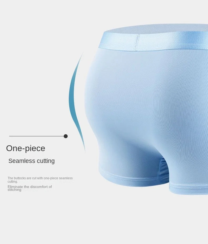 4pcs Boxer Shorts Men's Ice Silk Underwear Male Underpants Breathable Sexy Thin Panties U Convex Lingerie Wholesale Lots L-6XL