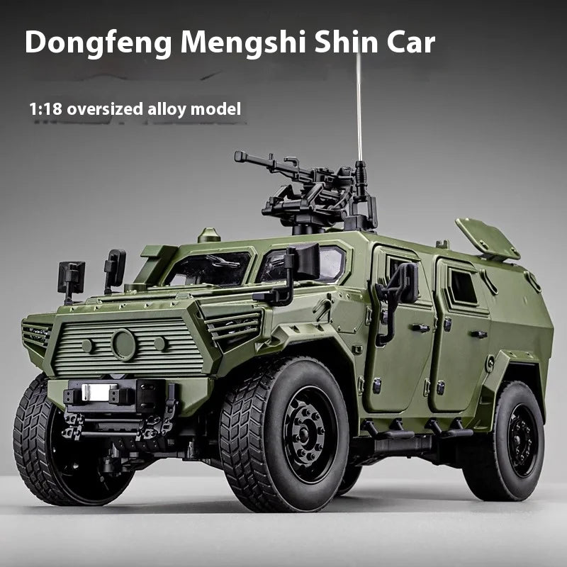 1:18 DongFeng Warrior Militärisches gepanzertes Fahrzeug Off Road ORV SUV Legierung Metall Diecast Modellauto Sound Licht Sammlung Große Geschenke