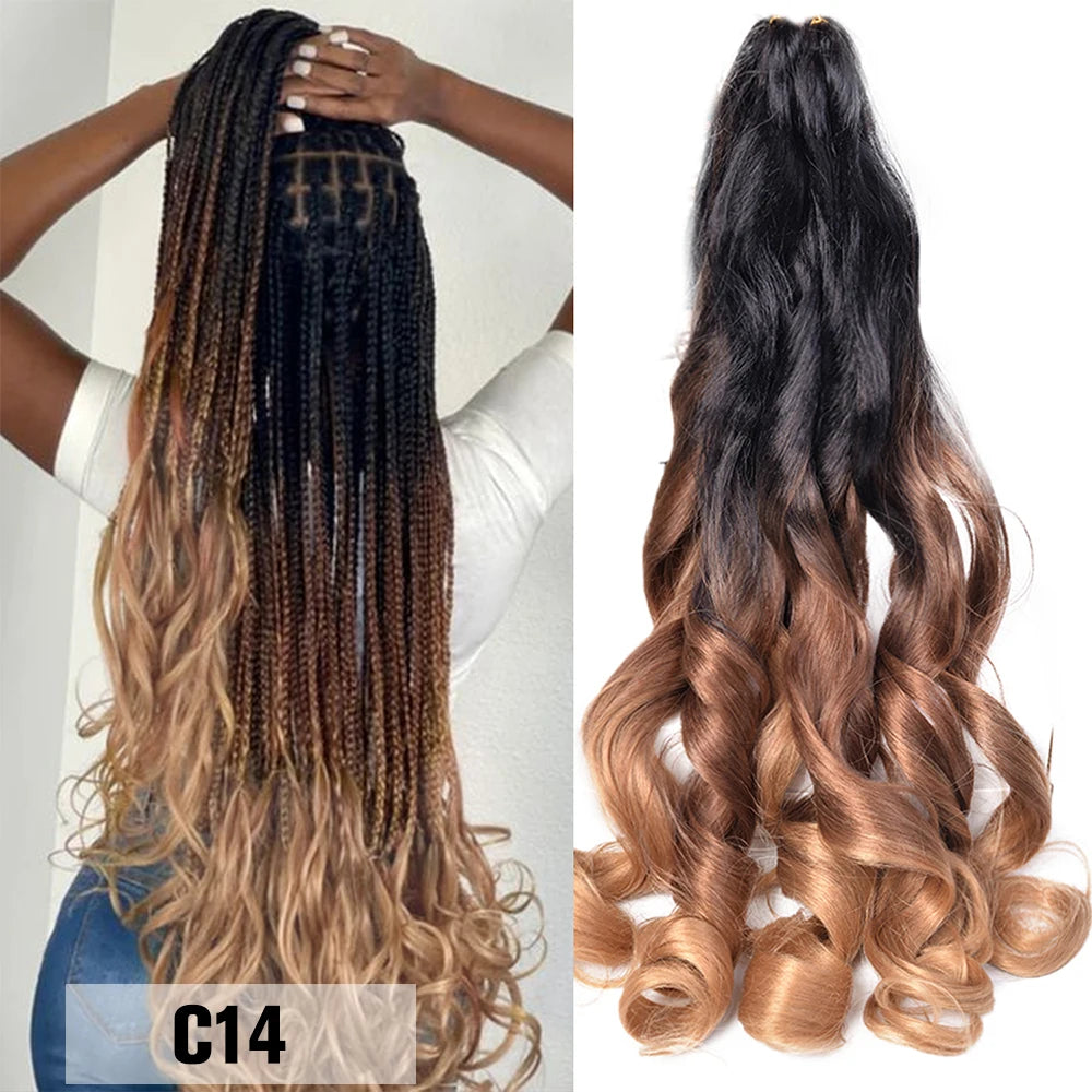 French Curls Braiding Hair Extensions Synthetic Hair Loose Wave Spiral Curl Braids High Temperature Ombre Pre Stretched Hair