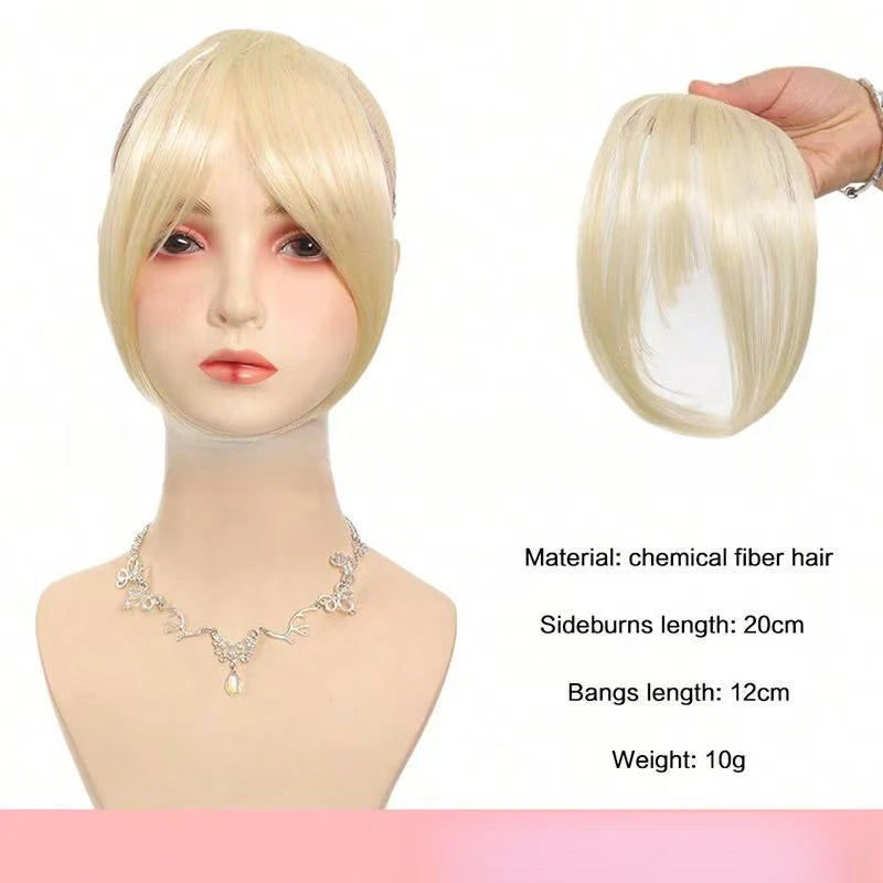 Synthesis Wig Middle-Part Bangs Hair Extensions Clip In Forehead Natural Seamless French Oblique Bangs Eight-Character Bangs