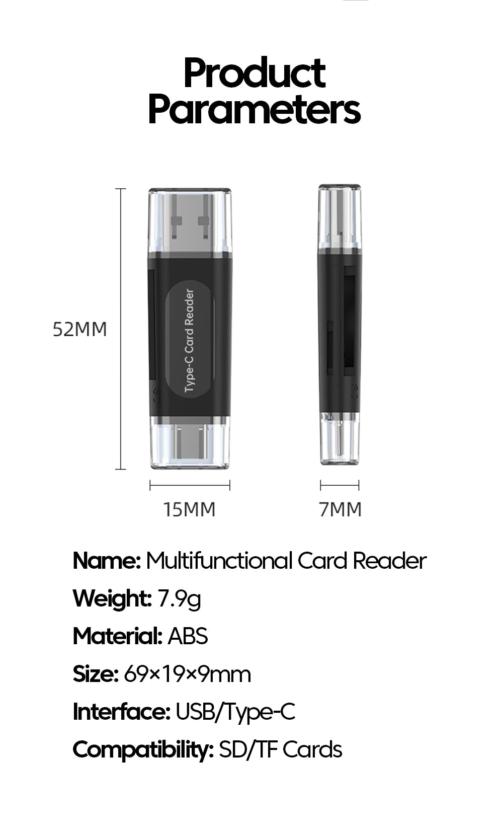 4 in 1 USB Type C Multifunction Card Reader SD TF Card Reader For IPhone15 16 PC Laptop USB2.0 Smart Storage Card Reader Adapter