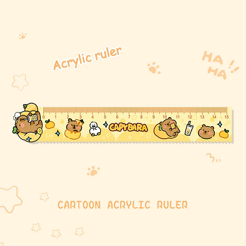 15cm Capybara Ruler Wavy Lines Drawing Tools Acrylic Cute Cartoon Straight Ruler Stationery School Office Supplies