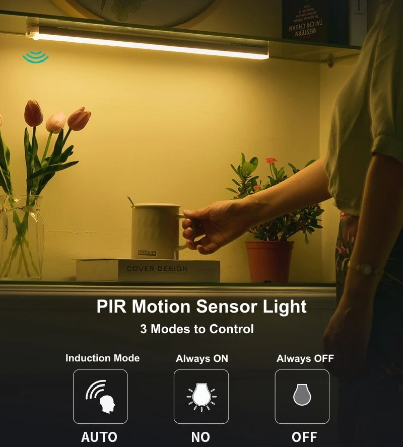 AITHEA PIR Motion Sensor LED Cabinet Light USB Rechargeable Induction Night Light Wireless Portable Detector Lamp for Hallway