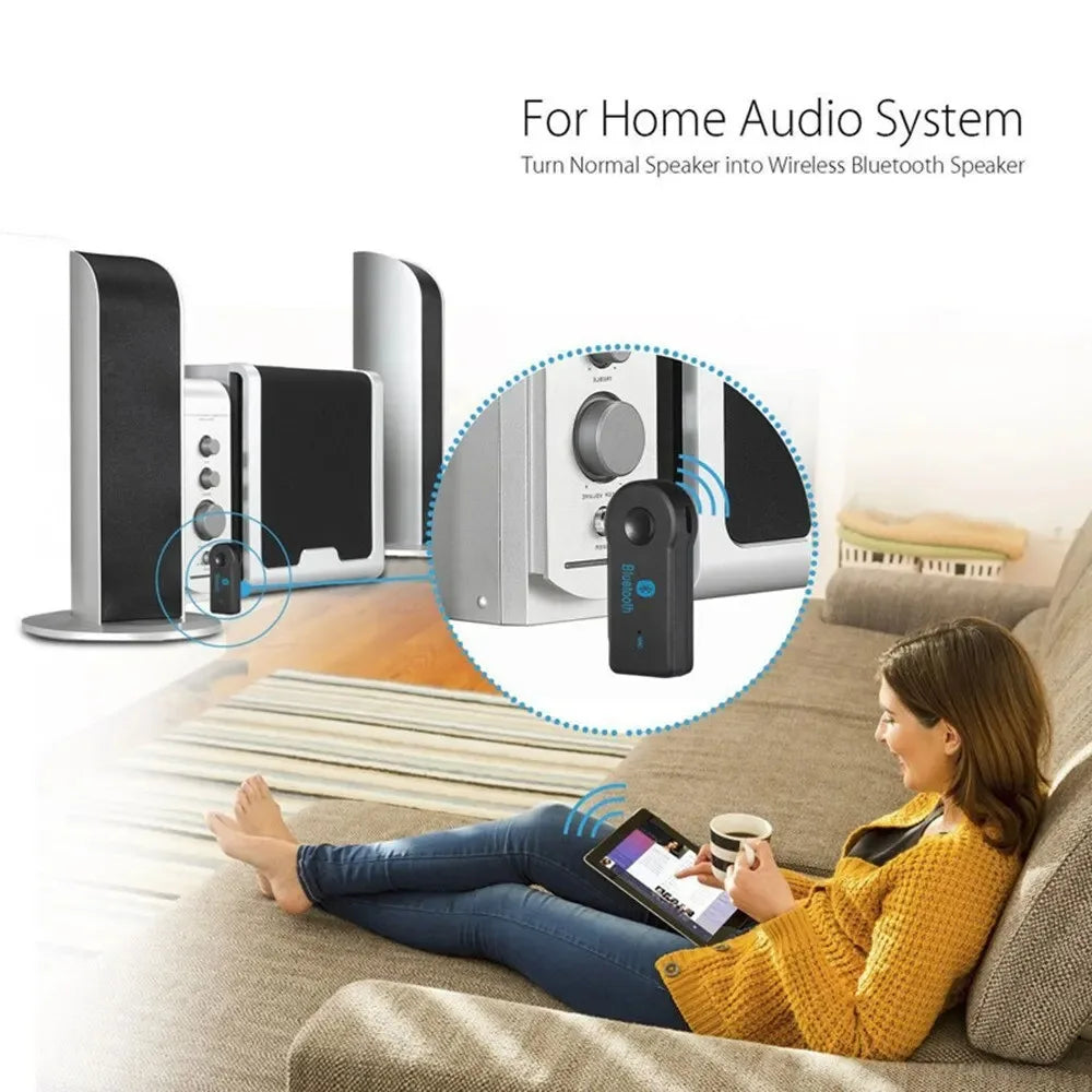 Wireless Bluetooth 5.0 Receiver 3.5mm AUX Adapter for Car Music Audio Handsfree with Mic 2 in 1 Transmitter for Headphone