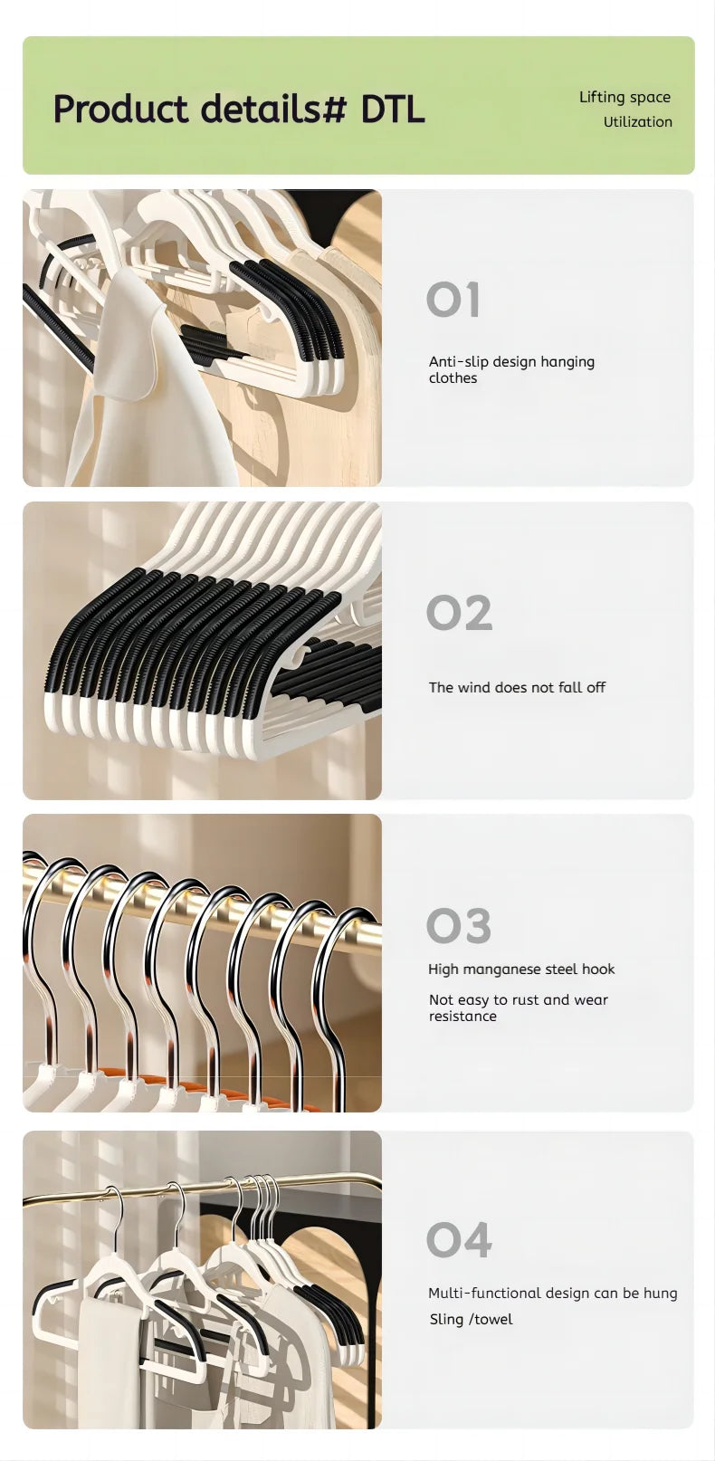 10Pcs Black/Orange/Grey Multifunctional Wet and Dry Household Hanger Suitable for Hanging Clothes Bedroom Wardrobe Anti-Slip - Shoppiline
